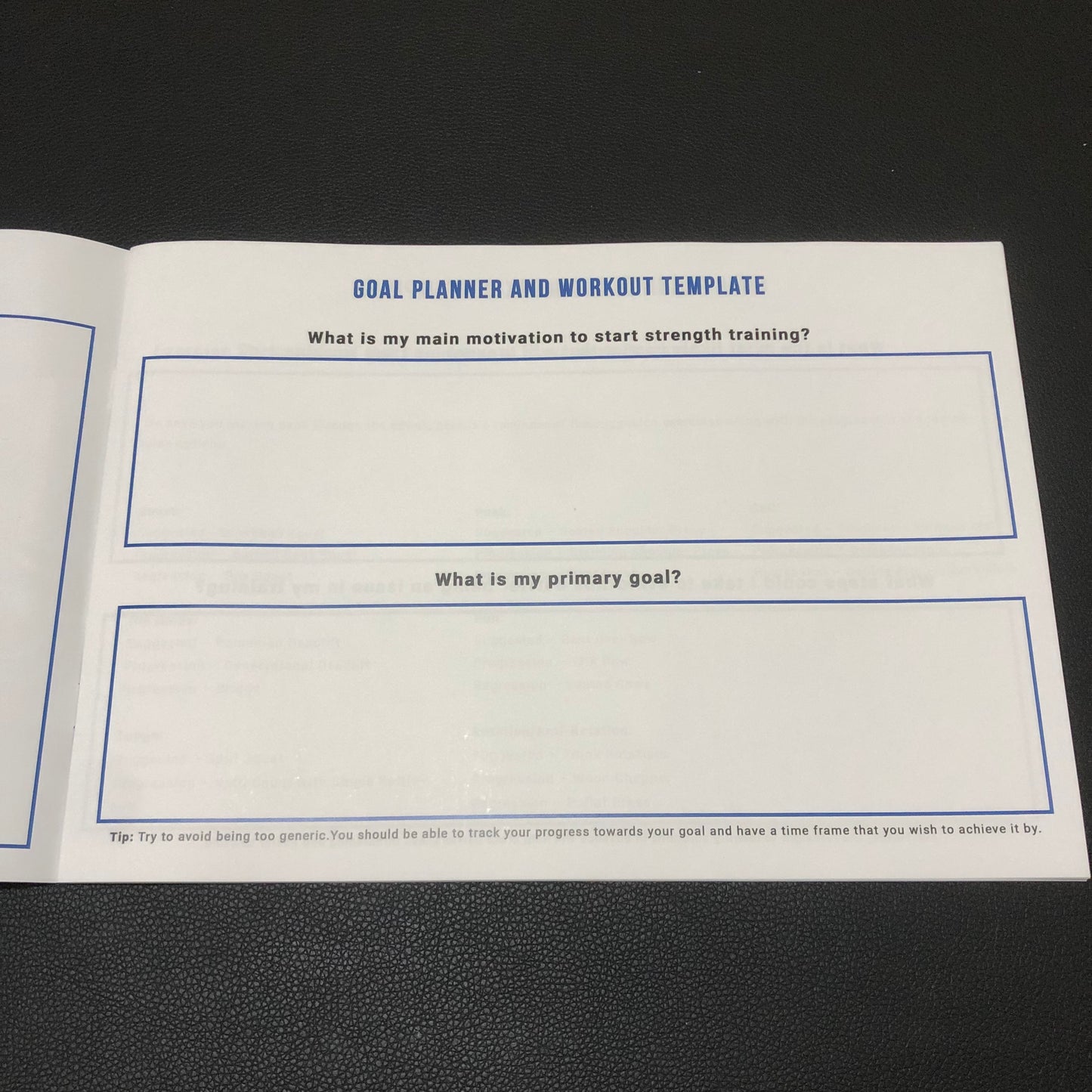 eBook Goal Planner and Workout Template