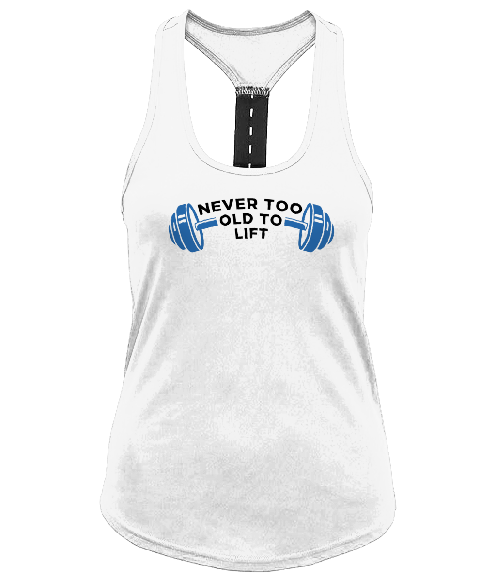 Women's TriDri® Performance Strap Back Vest Blue Barbell Black Text